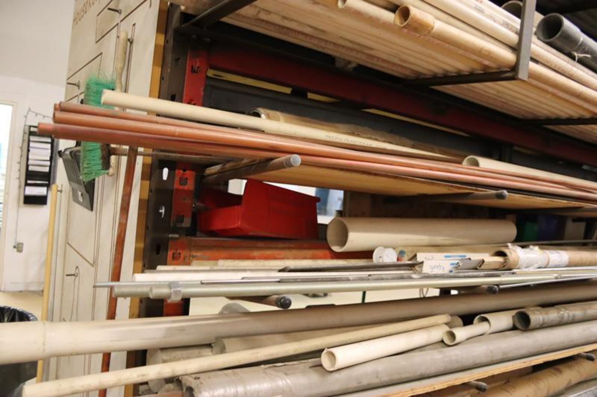 2-Sections of Pallet Racking with Contents-RoundSteel, Bar Stock, Copper Pipe, PVC Fittings, Rollers - Image 6 of 18
