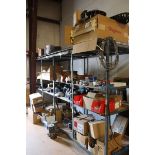 Shelf Unit with Contents- Spockets, Cam Followers, Gear Boxes, Motors, AB, Fans, Etc.