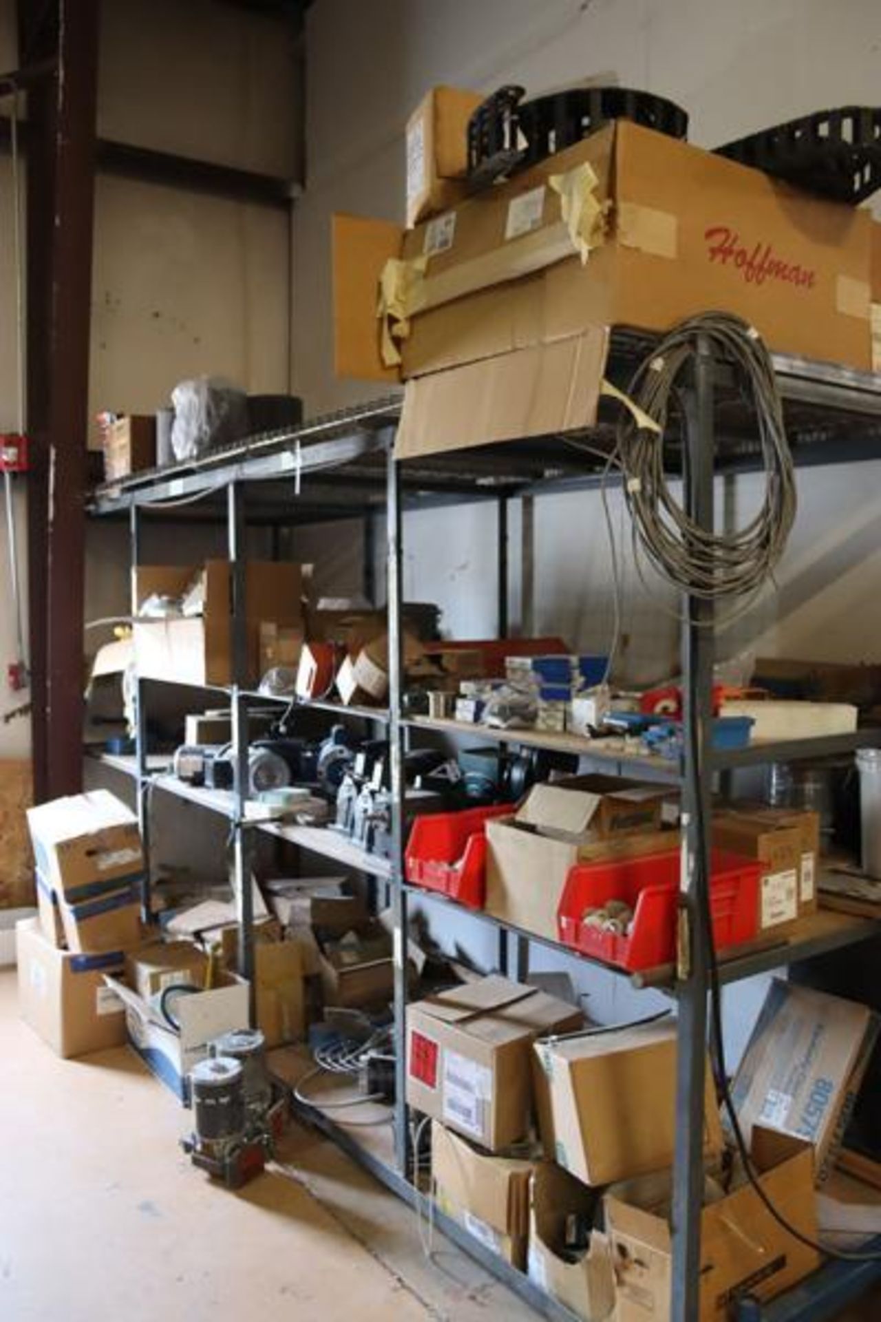 Shelf Unit with Contents- Spockets, Cam Followers, Gear Boxes, Motors, AB, Fans, Etc.