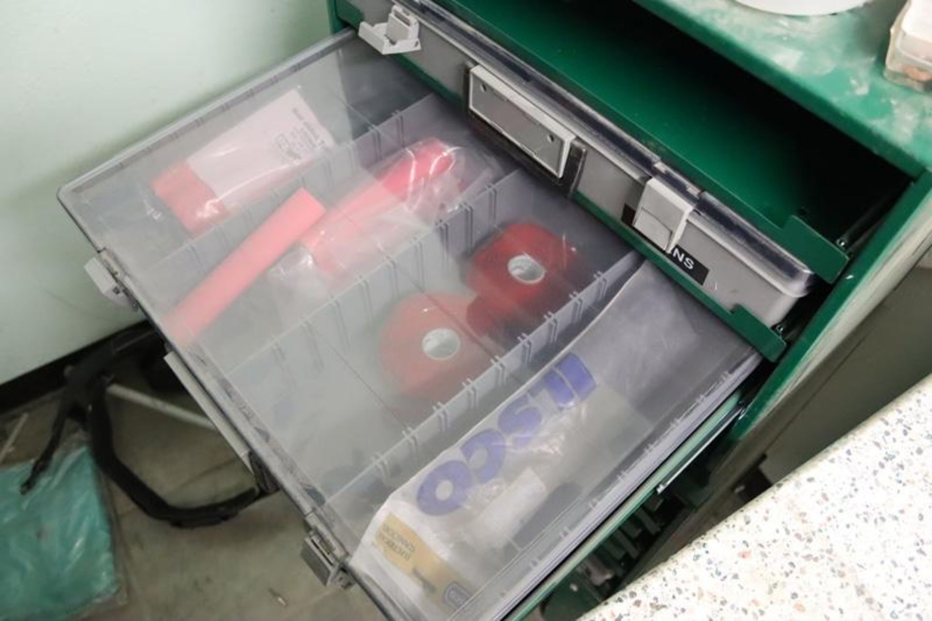 Wall Mounted Bin Unit with Bins and Contents, Misc. On Peg Board, Grease Guns, Stream Lights, 8-Draw - Image 17 of 23