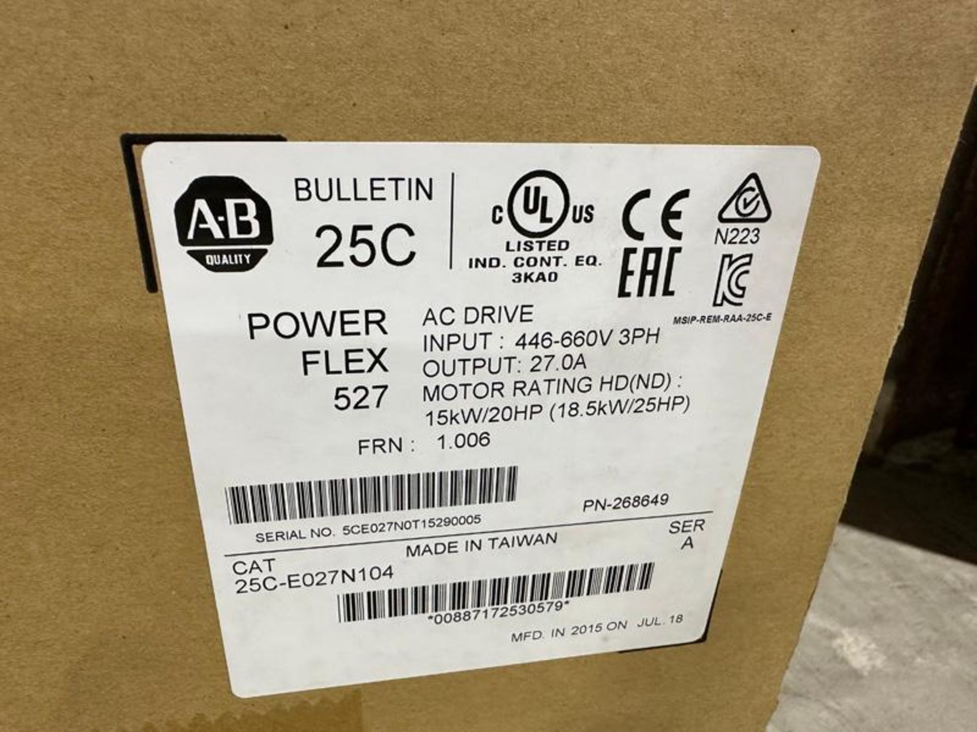 ALLEN BRADLEY POWERFLEX 527 25C E027N104 - Image 3 of 3