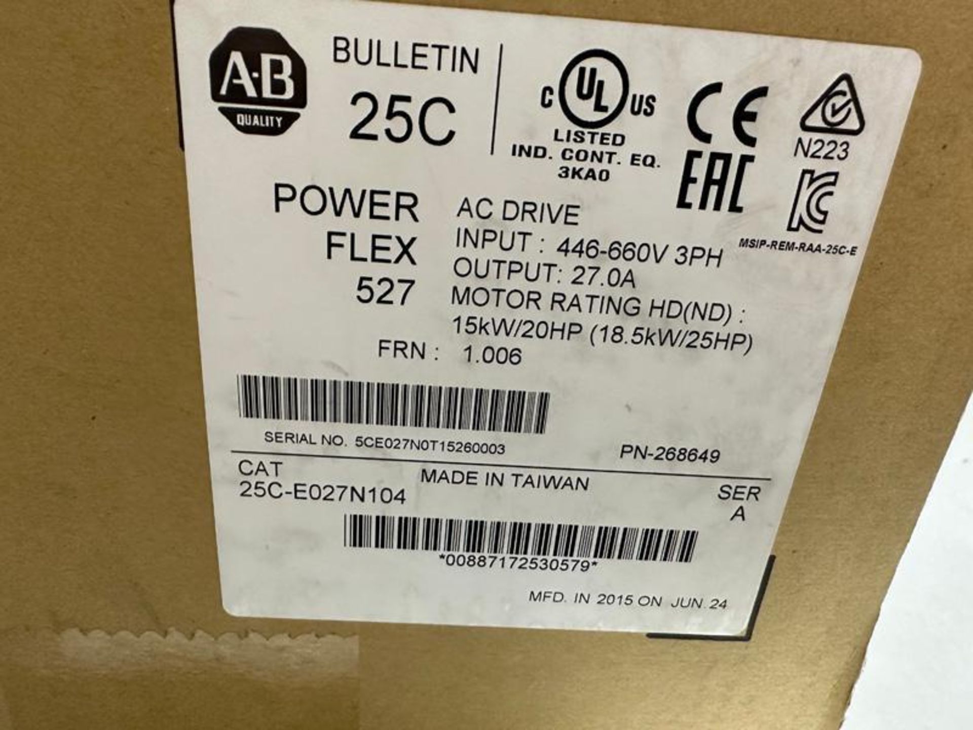 ALLEN BRADLEY POWERFLEX 527 25C E027N104 - Image 2 of 3