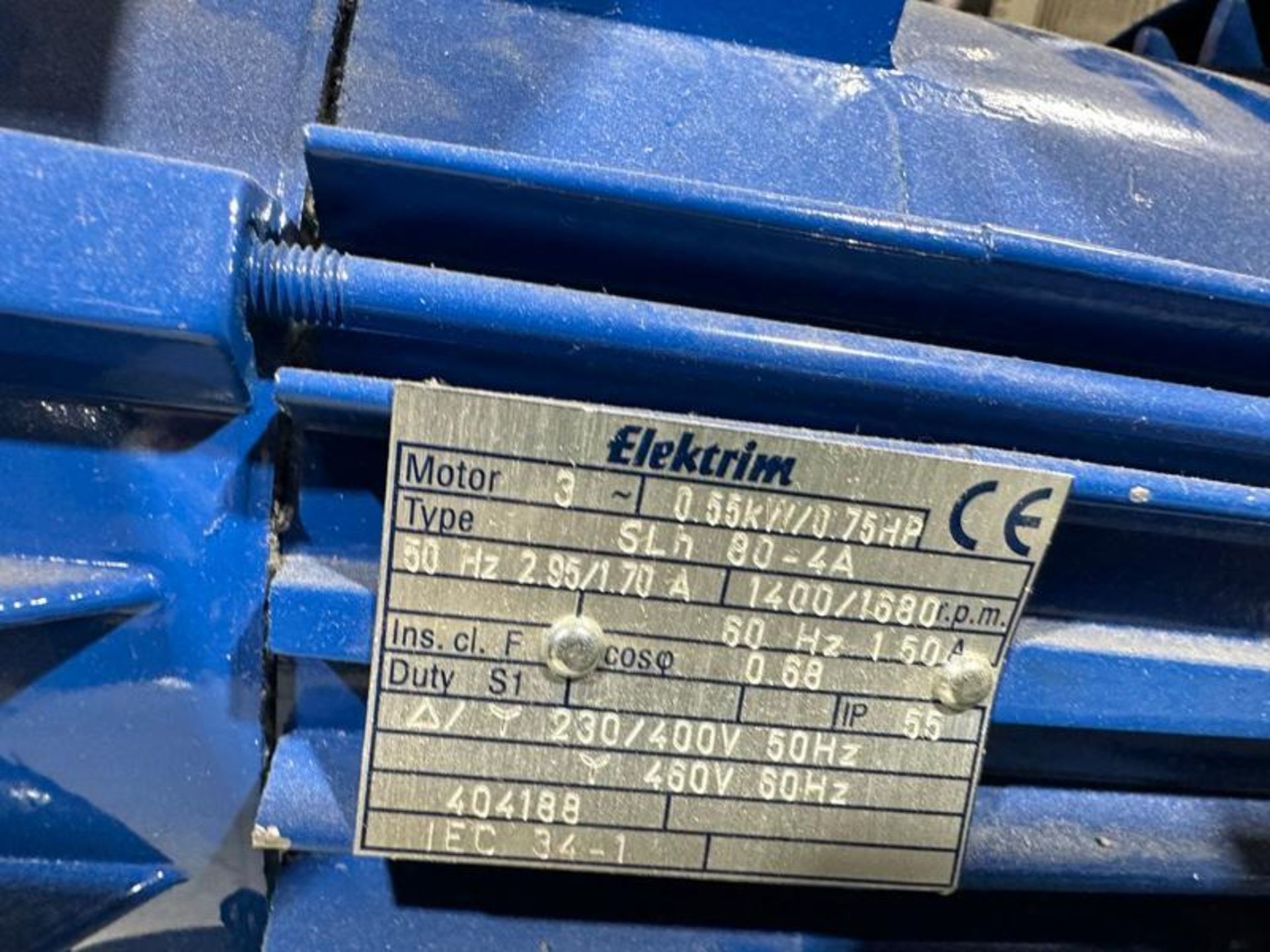 ELEKRIM MOTOR 3 SLH804A 460V 1680 RPM 1221474 MFD 2008 - Image 4 of 4