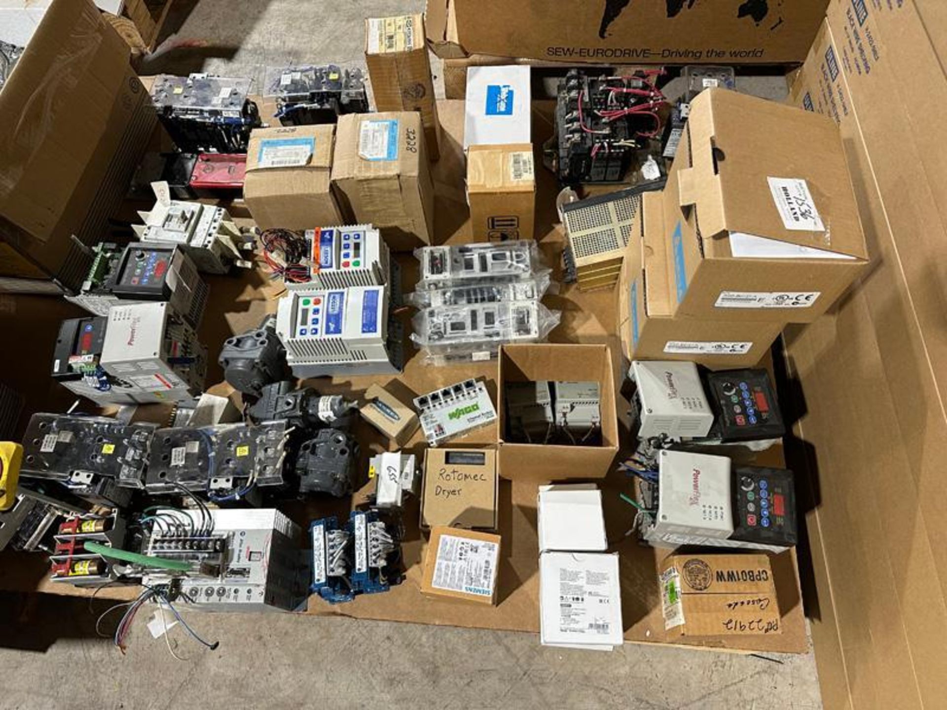SKID OF ALLEN BRADLEY UNITS AND VARIOUS ELECTRICAL COMPONENTS