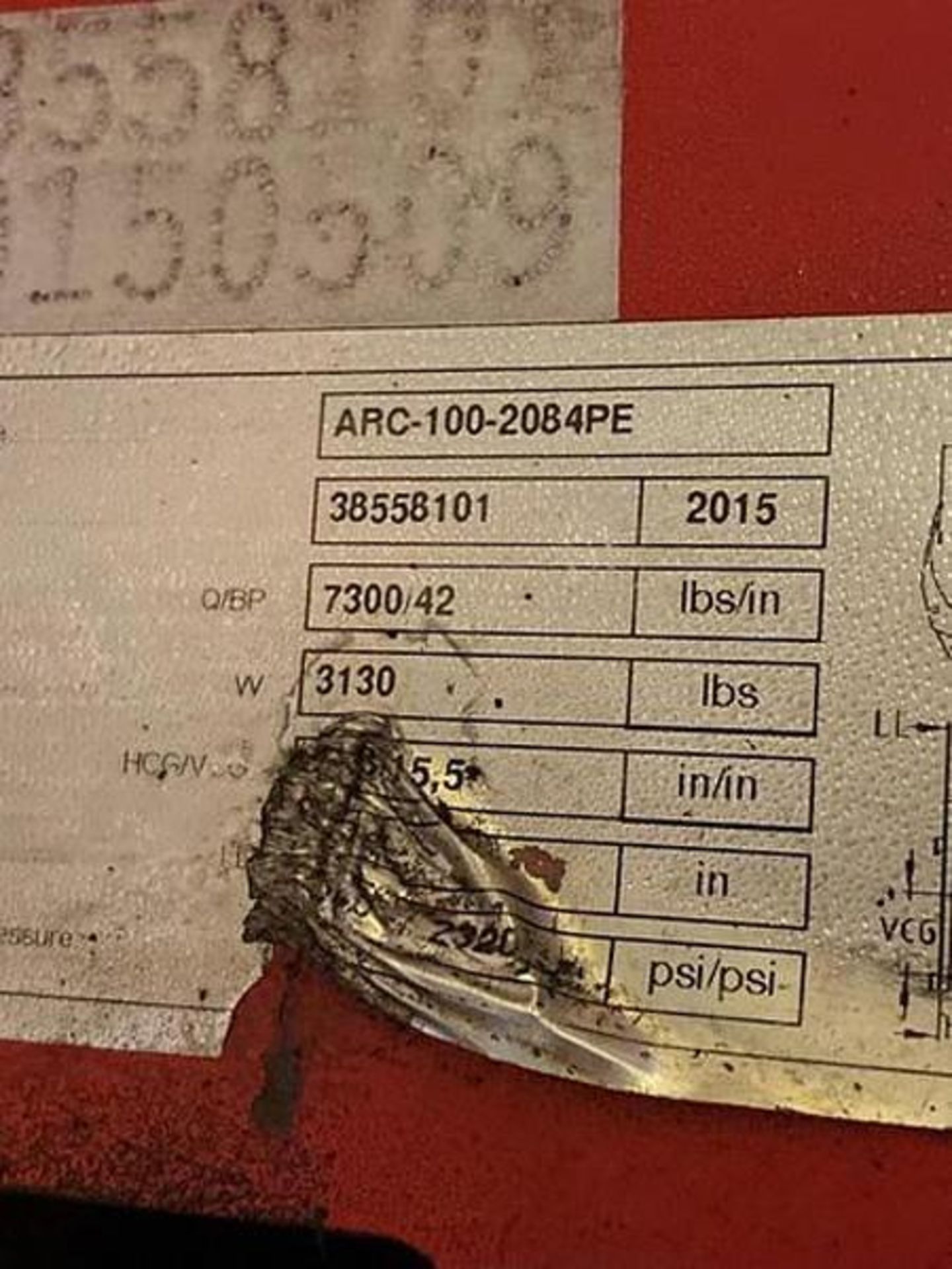 84" BOLZONI AURAMO MODEL ARC-100-2084PE PAPER ROLL CLAMP MANUFACTURED 2015 - Image 2 of 2