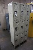 Lot (3) Steel Locker Cabinets, 15 lockers per cabinet, (1) Hallowell Locker Cabinet