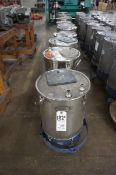 (13) Misc. Nordson powder coating Hoppers, 22 lbs capacity, with rolling bases