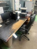 (5) Desks, (2) Dell CPU's and (2) Brother Printers