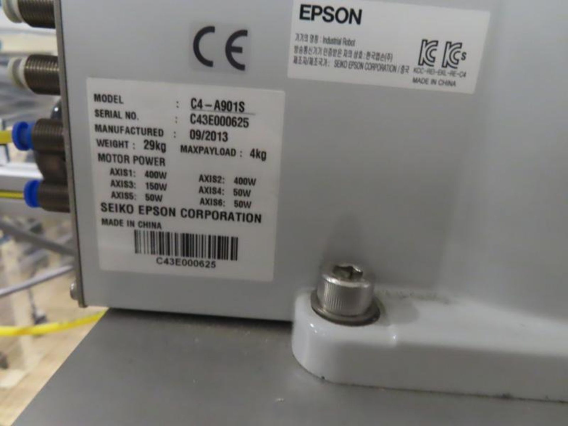 2013 Epson Model C4-A901S Robot with Safety Cell (approx 4.5ft x 6ft) - Image 3 of 4