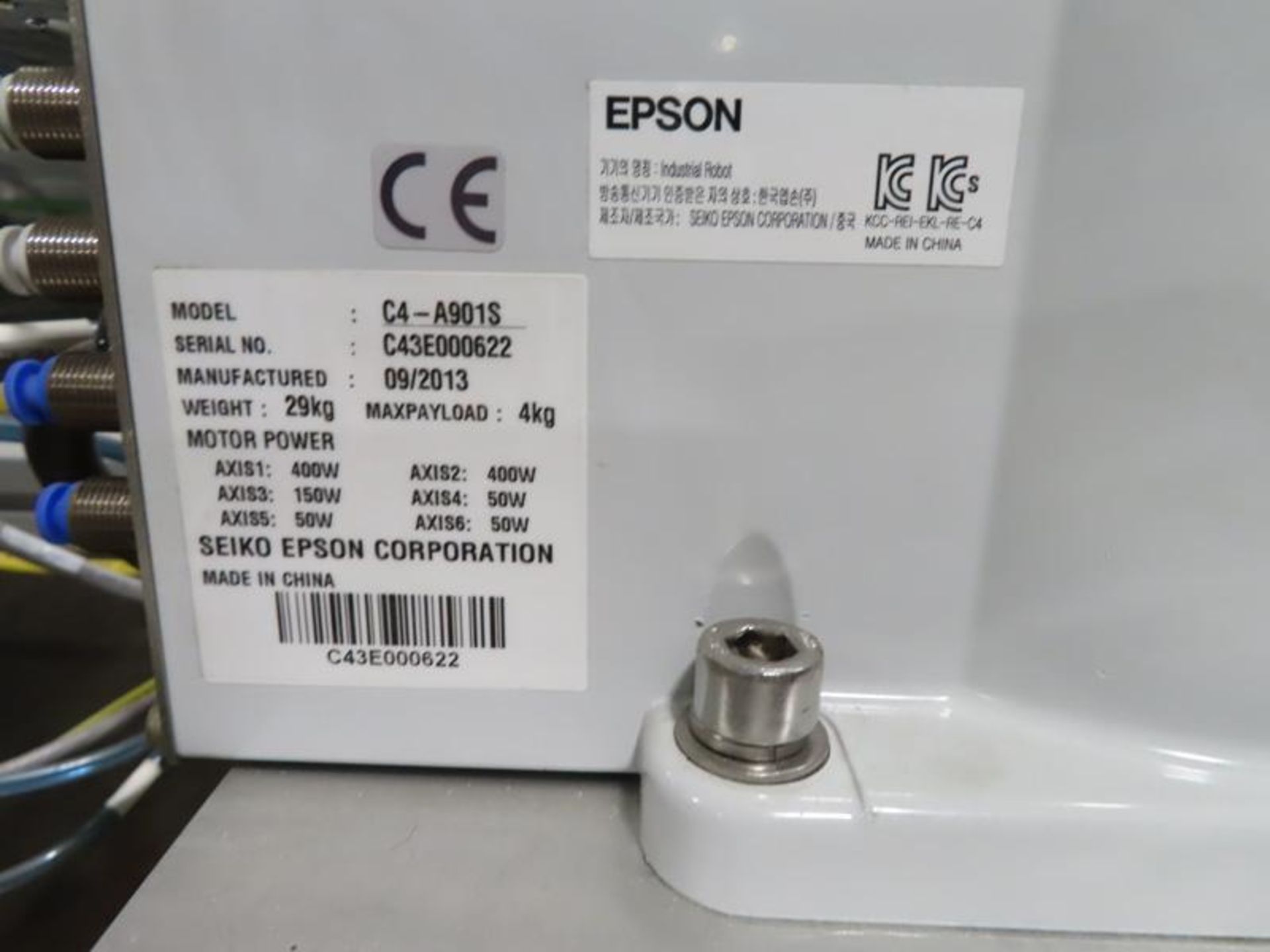 2013 Epson Model C4-A901S Robot with Safety Cell (approx 4.5ft x 6ft) - Image 4 of 4