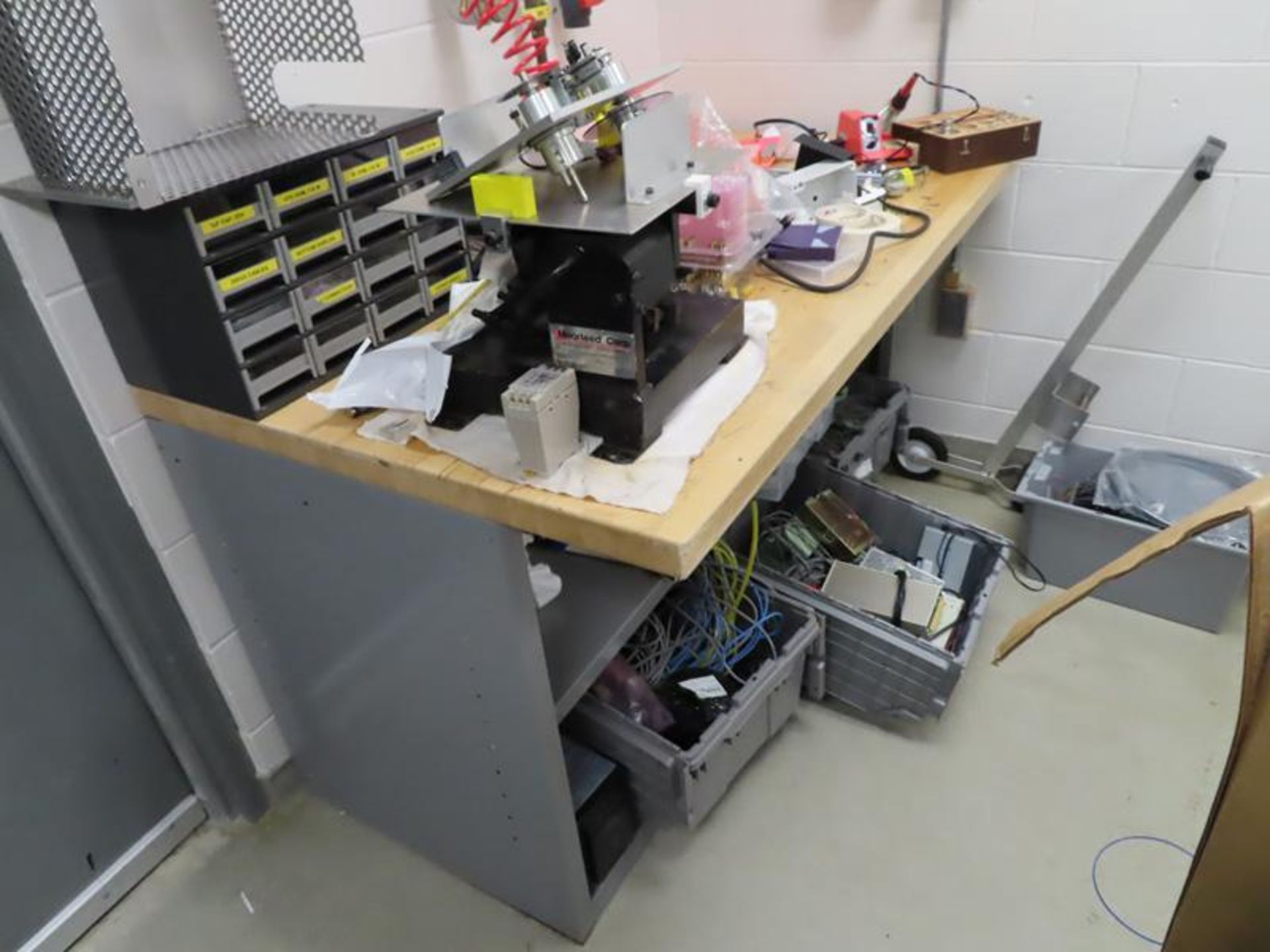 Contents of Room including carts, work tables, Parts, File Cabinet, Moorefeed Corp Vibratory Feeder - Image 3 of 6
