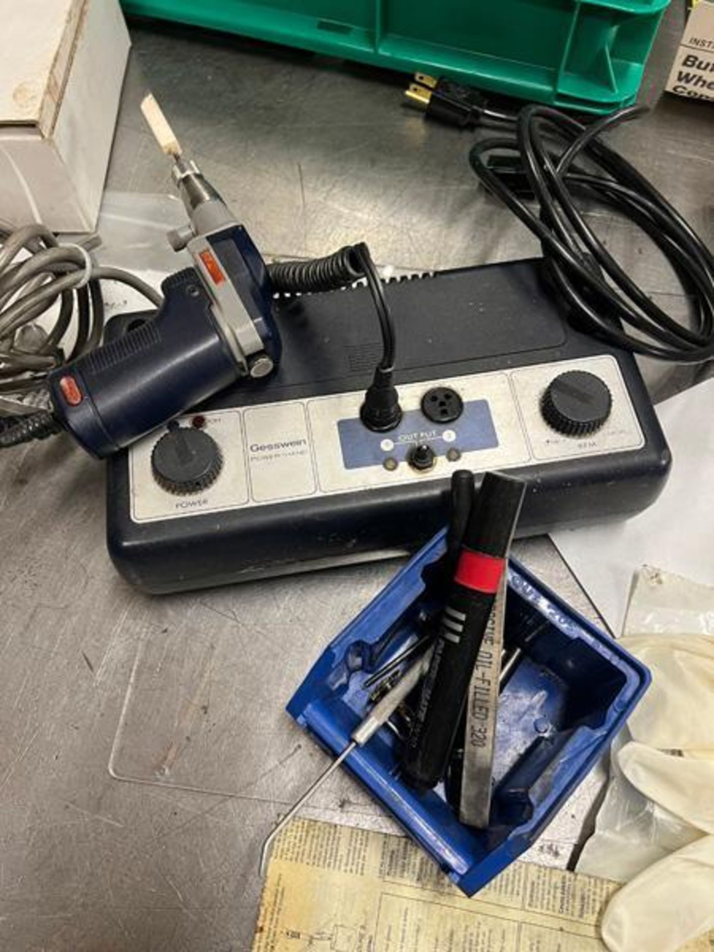 Contents of Top of Table, Buffing Wheel Compound, Gauge, Gesswein Powe Hand Polisher, Buffing Discs - Image 3 of 6