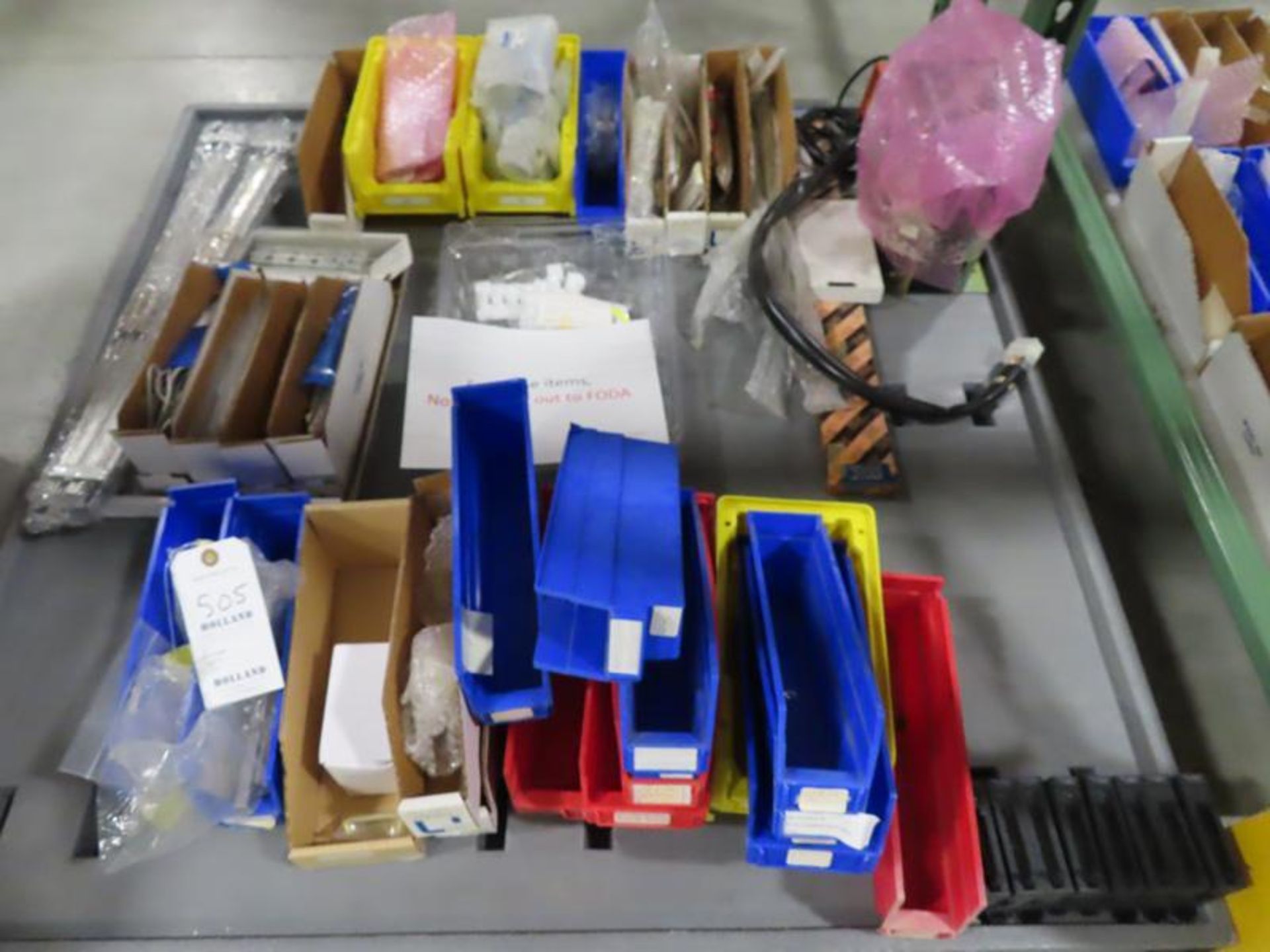 Spill Kits, Misc Keyance, Omiron and other parts, 3 plastic pallets and rolling cart - Image 5 of 7