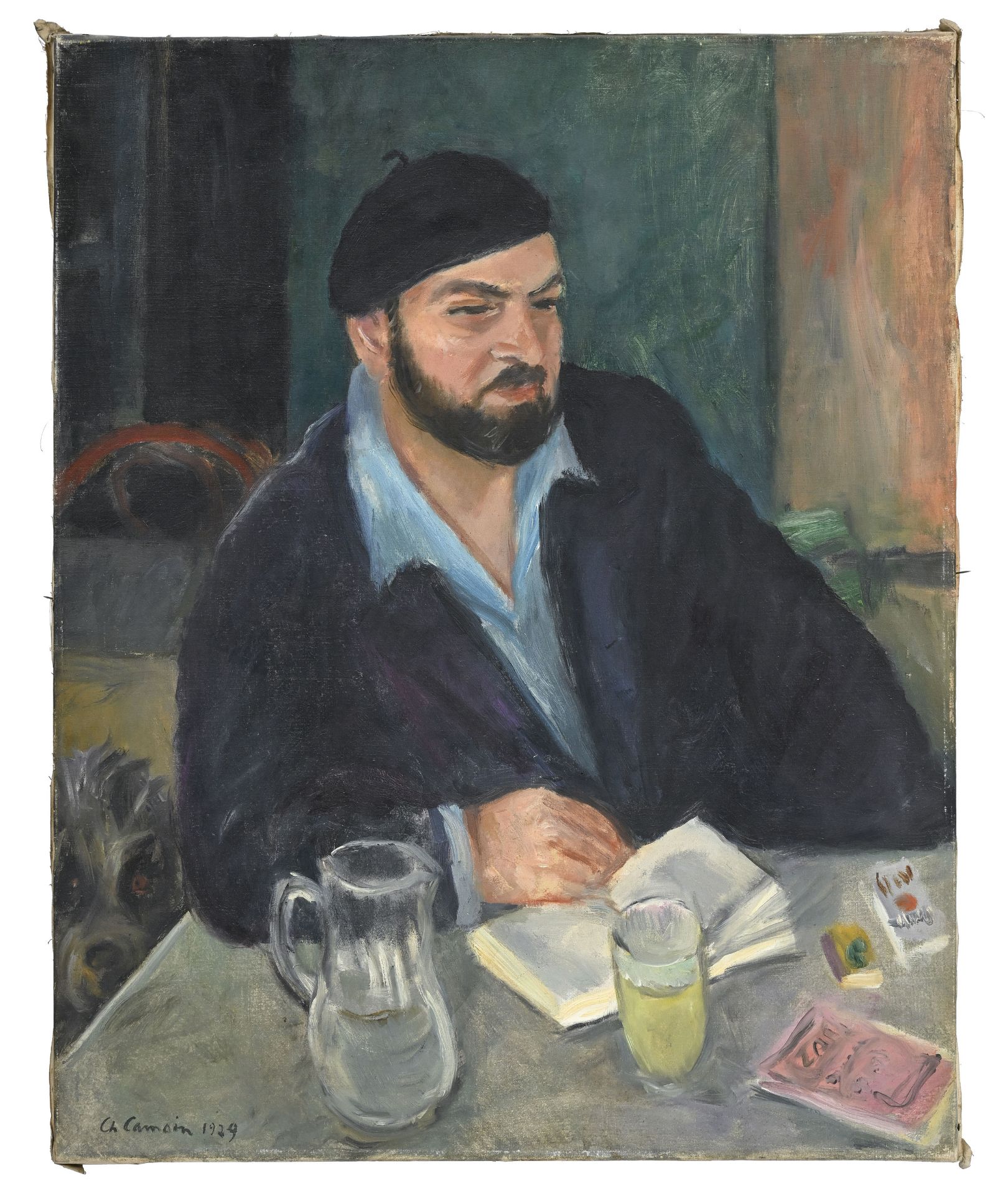 Charles Camoin (1879-1965), Portrait de Léon-Paul Fargue , 1929, huile sur toile, signée, datée, 81