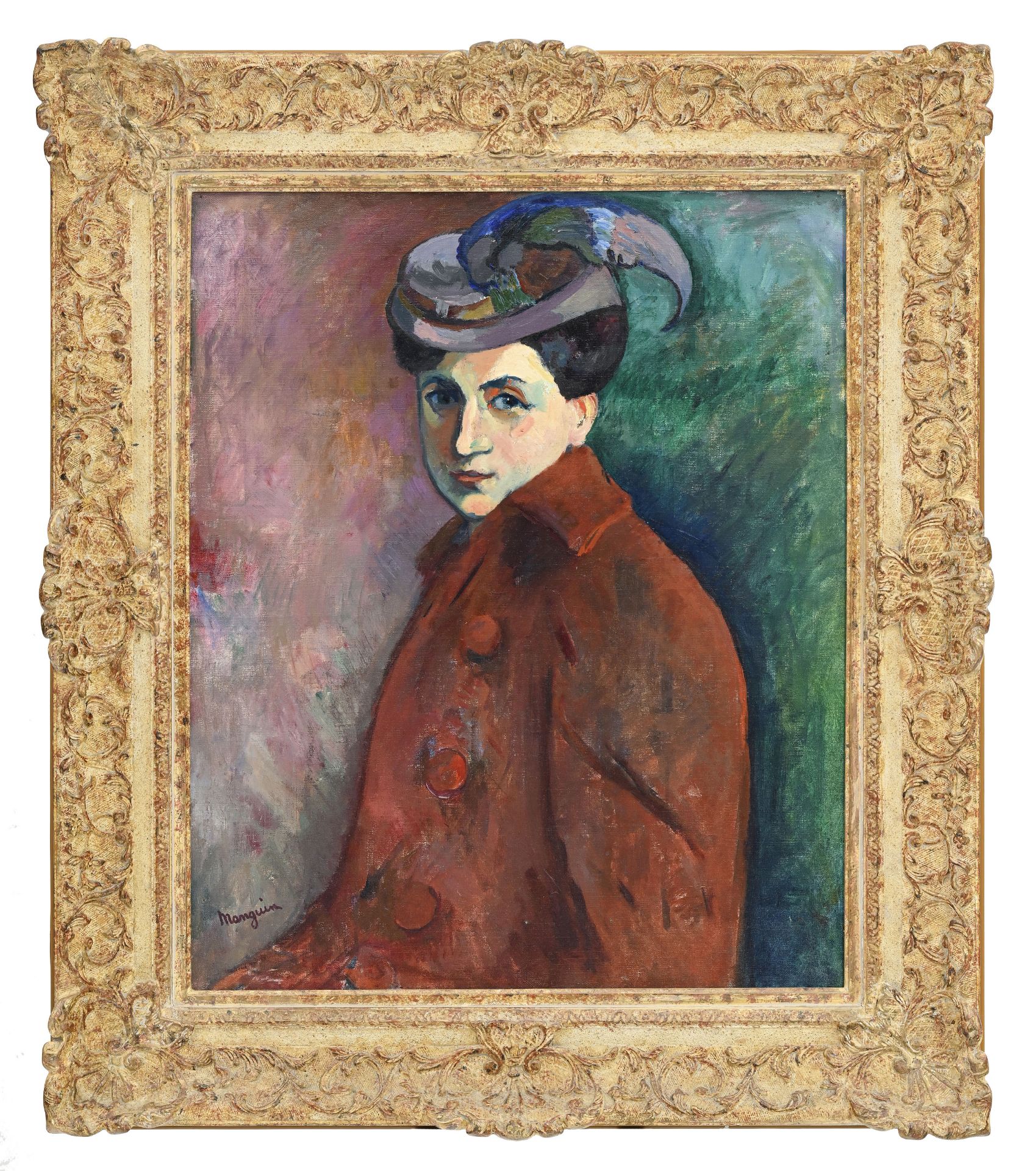 Henri Manguin (1874-1949), La femme au carrick, Jeanne , huile sur toile, signée, 73,5x60,5 cm - Image 2 of 5