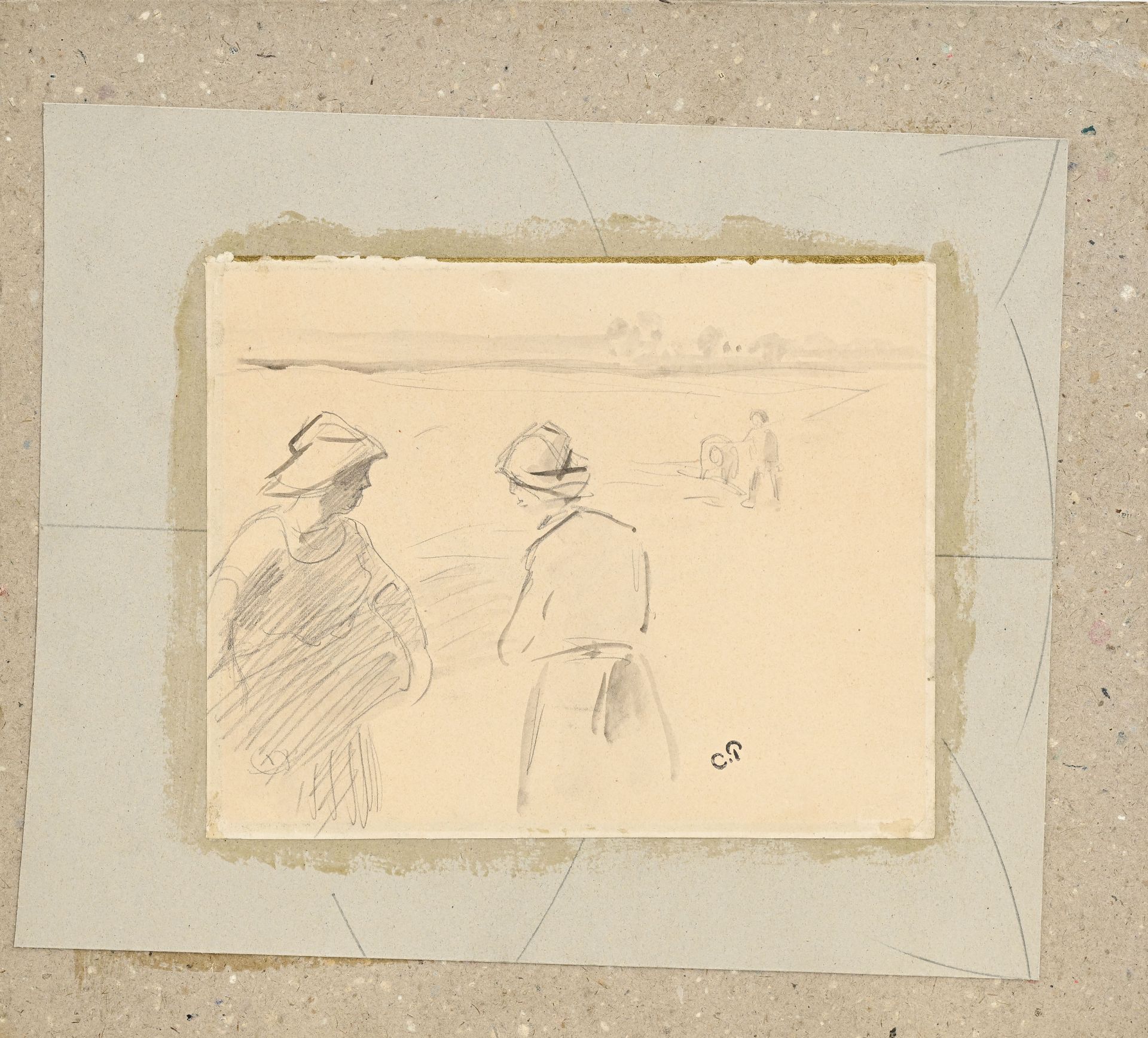 Camille Pissarro (1830-1903), Etudes de personnages, dessin recto-verso, estampillé C.P (L613B) su - Image 5 of 7