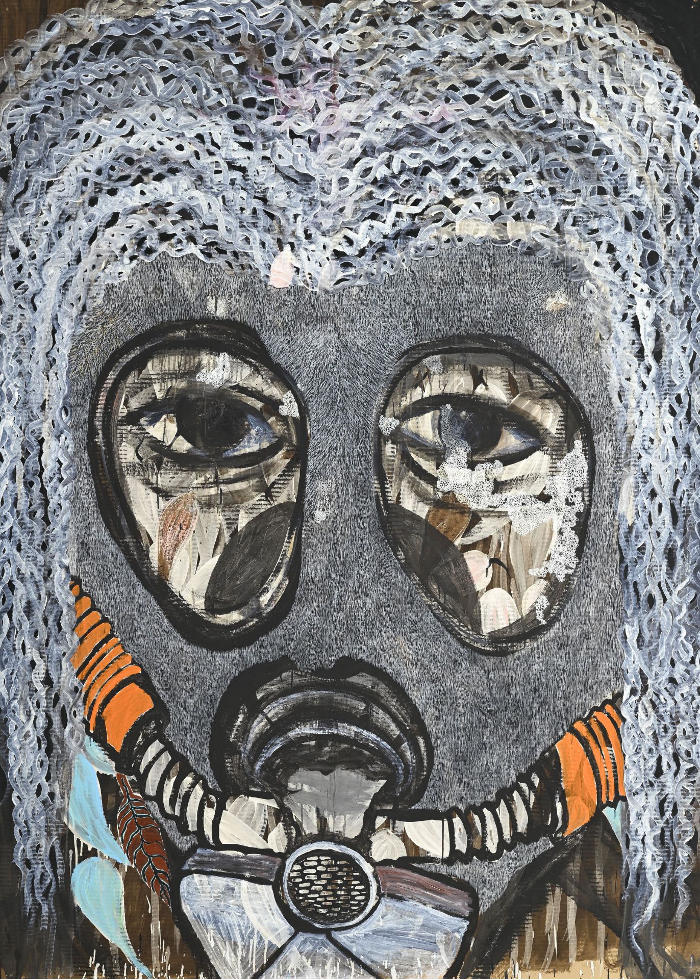 Omar Ba (1977), Sans titre, huile sur carton, 210x150 cm