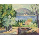 Henri Manguin (1874-1949), Le lavoir près de la Chapelle Sainte-Anne, Saint-Tropez , 1922, huile su