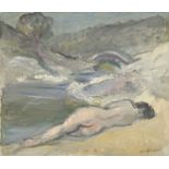 Charles Camoin (1879-1965), Nu au bord de la rivière (Douchka) , 1948, huile sur toile, signée, 36,
