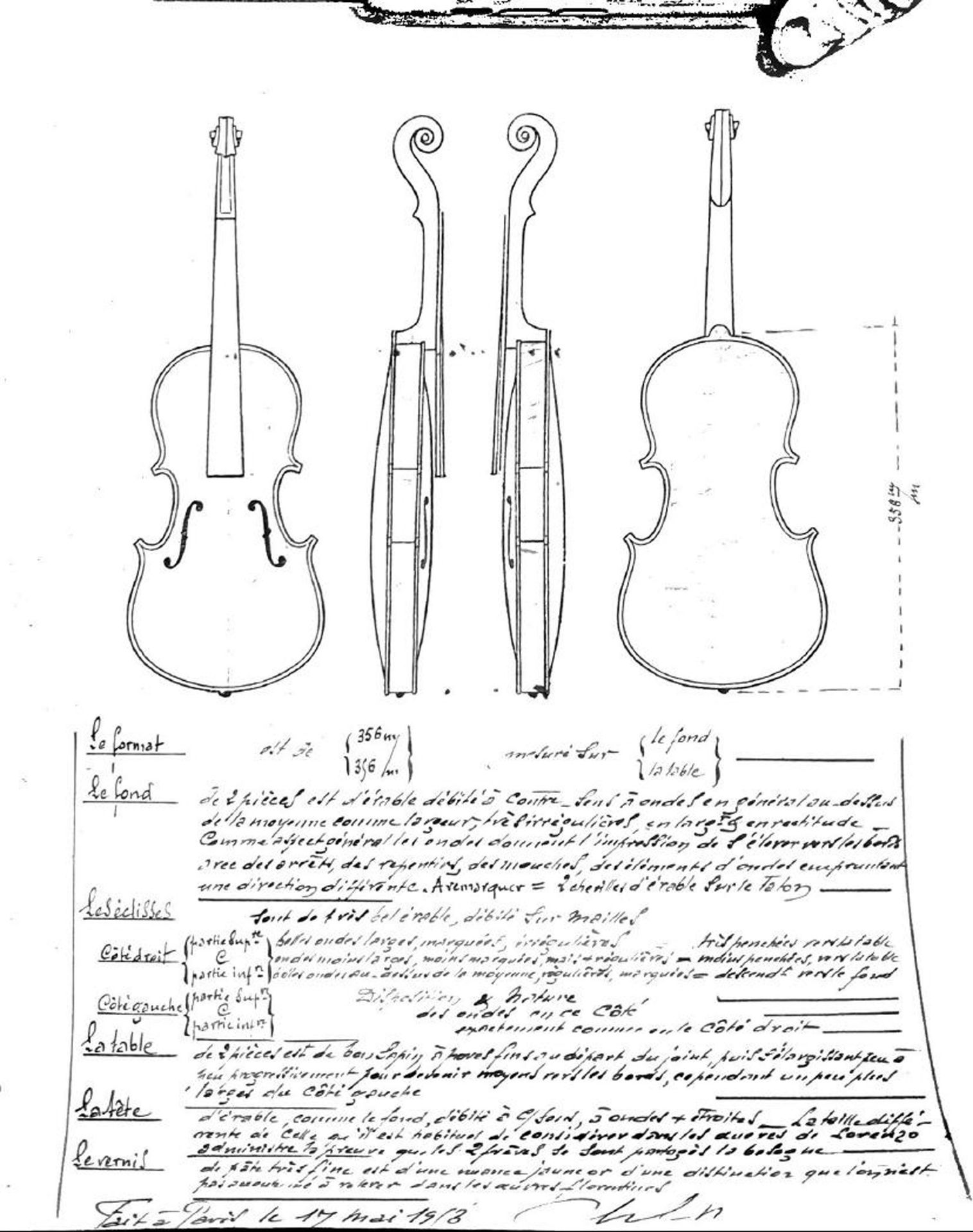 Violon du XVIIIe s. des frères Carcassi, avec certificat d'Etienne Vatelot de sept 1976, 353 mm - Image 11 of 13