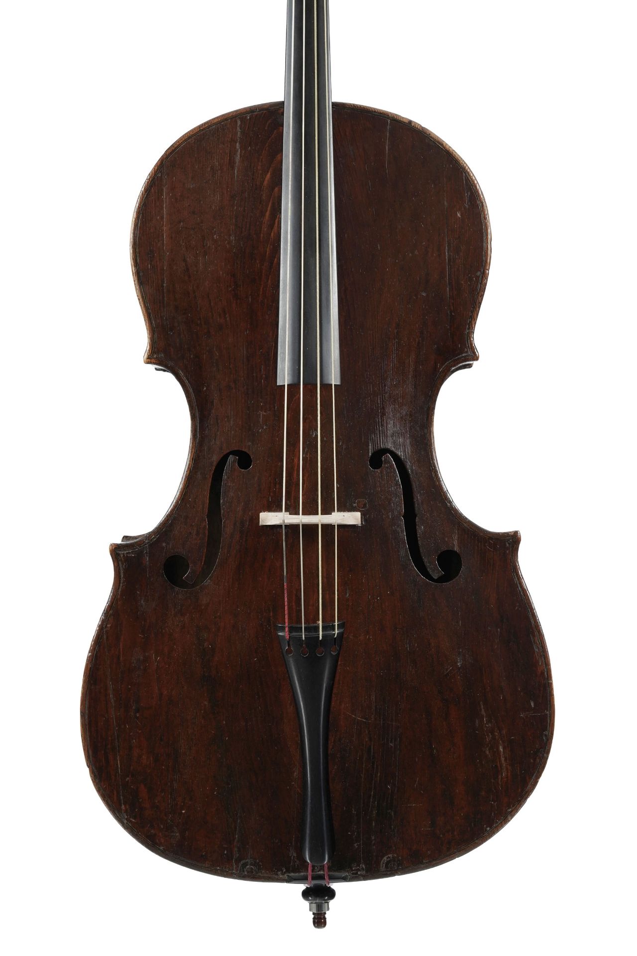 Violoncelle italien XVIIIe s. avec étiquette partiellement déchirée de Testore, restauré par Breton