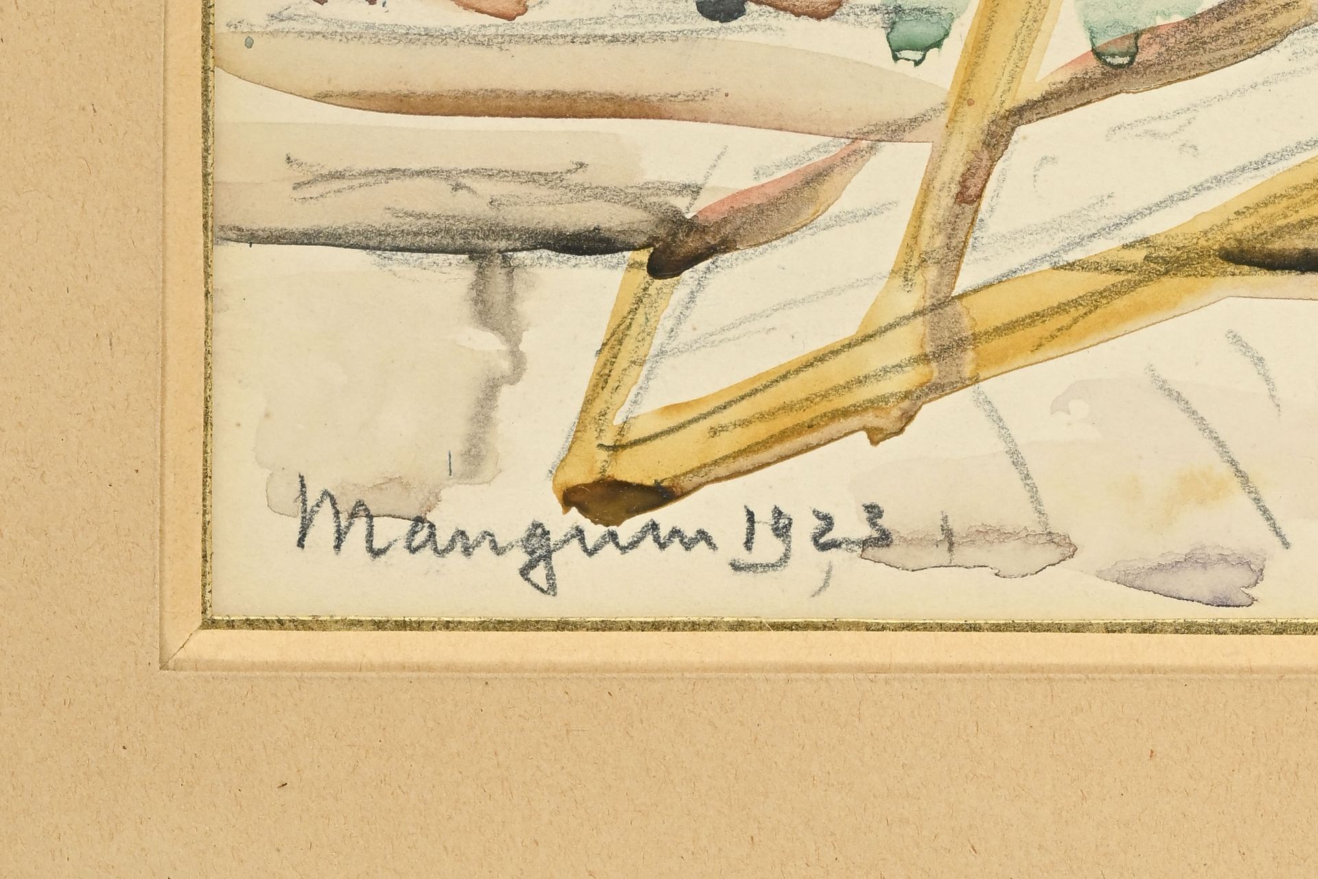 Henri Manguin (1874-1949), Deux femmes sur un balcon, 1923, aquarelle et crayon de graphite sur papi - Bild 4 aus 5