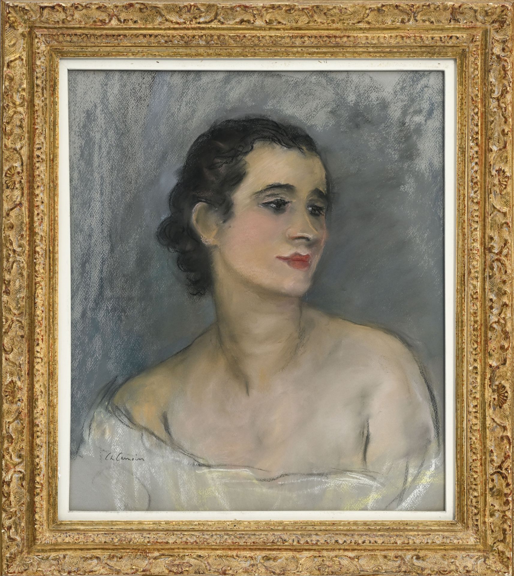 Charles Camoin (1879-1965), Portrait de femme , pastel sur papier, signé, 44x37,5 cm - Image 2 of 5