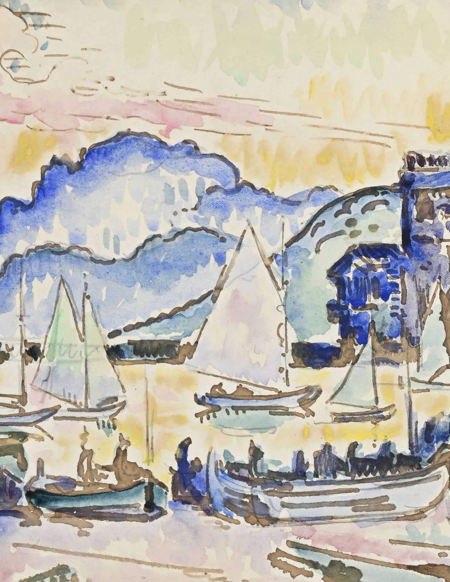 Paul Signac (1863-1935), Cannes, le port , 1925, aquarelle et encre sur papier, signée, 20,5x29,5 c - Image 3 of 5