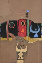 Dia Azzawi (1939), Sans titre, 1980, gouache et pastel sur carton, signé et daté, 94x63 cm (à vue)