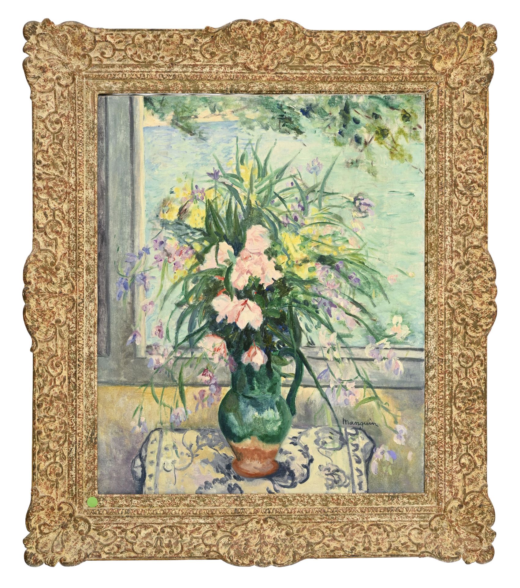 Henri Manguin (1874-1949), Lauriers-Roses et pois de senteur devant la véranda , 1935, huile sur to - Bild 2 aus 5