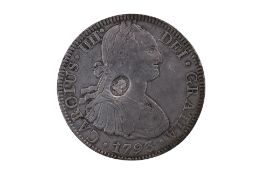 MEXICO 8 REALES 1793 GEORGE III COUNTERMARK