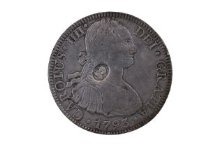 MEXICO 8 REALES 1793 GEORGE III COUNTERMARK