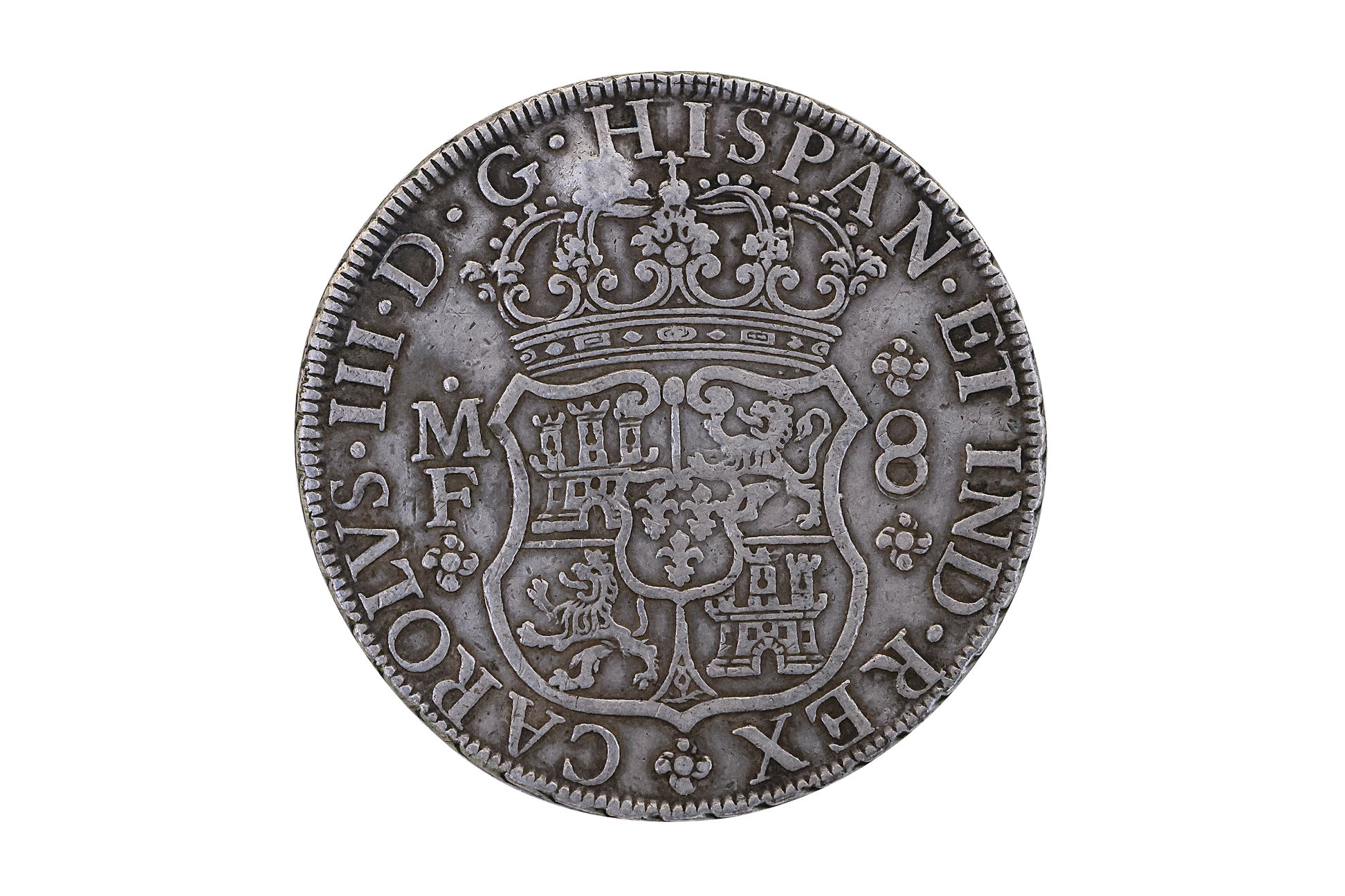 MEXICO 8 REALES PILLAR 1767 COUNTERMARK