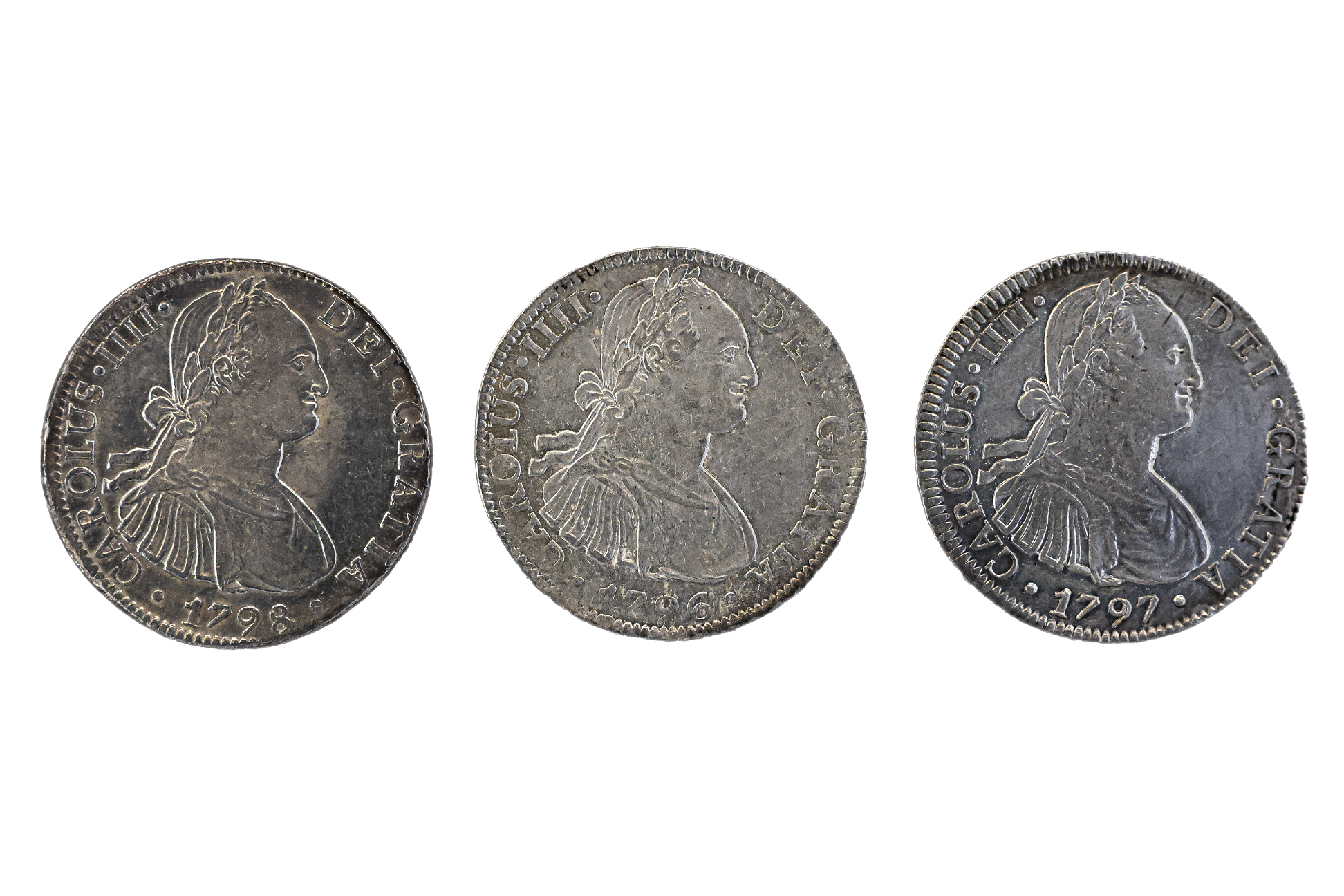 MEXICO 8 REALES 1796, 1797, 1798 (3)