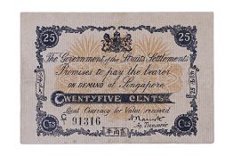 STRAITS SETTLEMENTS 25 CENTS ND (1917)