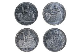 FRENCH INDOCHINA PIASTRE 1924 A, 1925 A, 1926 A, 1928 A (4)