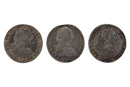MEXICO 8 REALES 1784, 1785, 1786 (3)