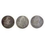 MEXICO 8 REALES 1802, 1804, 1806 (3)