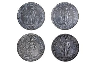 A GROUP OF GREAT BRITAIN BRITISH TRADE DOLLARS (4)