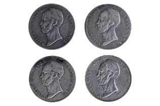 NETHERLANDS 2 1/2 GULDEN 1847, 1848, 1849 (4)
