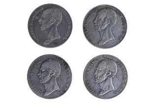 NETHERLANDS 2 1/2 GULDEN 1843, 1845, 1846, 1847 (4)