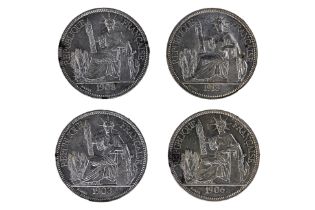 FRENCH INDOCHINA PIASTRE 1903 A, 1906 A, 1908 A, 1913 A (4)