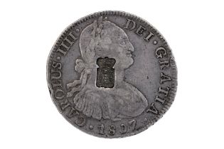 MEXICO 8 REALES 1807 PORTUGAL COUNTERMARK