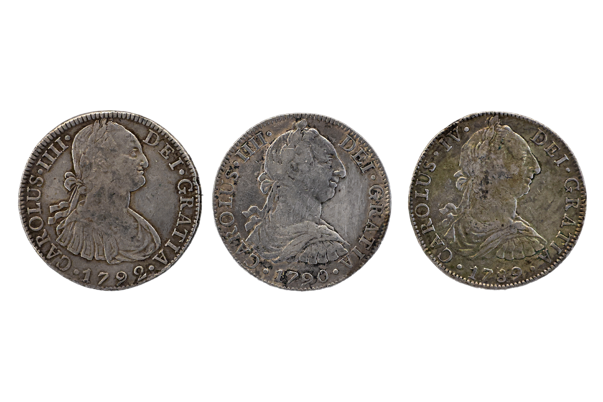 MEXICO 8 REALES 1789, 1790, 1792 (3)