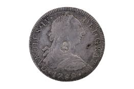 MEXICO 8 REALES 1789 GEORGE III COUNTERMARK