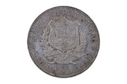 DOMINICAN REPUBLIC 5 FRANCOS 1891 A