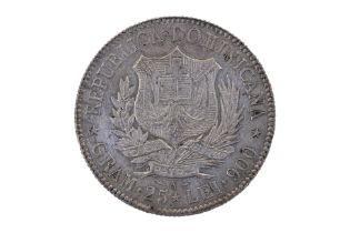 DOMINICAN REPUBLIC 5 FRANCOS 1891 A