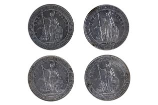 A GROUP OF GREAT BRITAIN BRITISH TRADE DOLLARS (4)