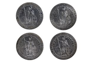 A GROUP OF GREAT BRITAIN BRITISH TRADE DOLLARS (4)