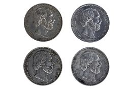 NETHERLANDS 2 1/2 GULDEN 1859, 1866, 1868, 1869 (4)